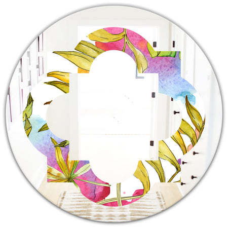 Tropical Foliage IV - Cottage Round or Oval Wall Mirror - Quatrefoil