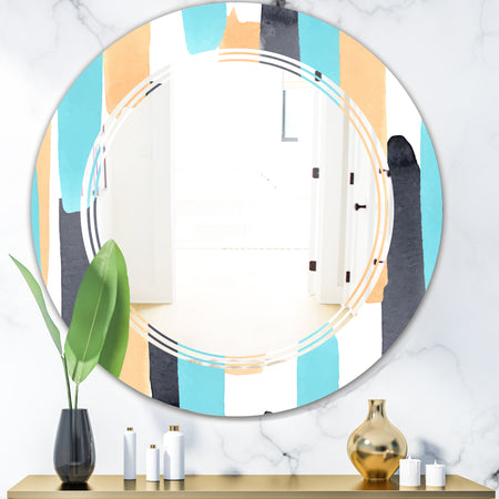 Retro Geometrical Abstract I - Modern Round or Oval Wall Mirror - Triple C