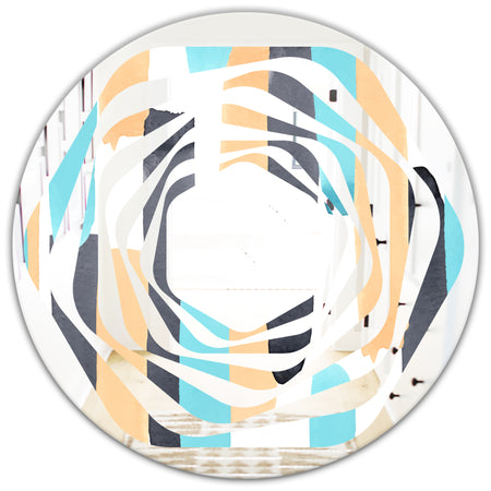 Retro Geometrical Abstract I - Modern Round or Oval Wall Mirror - Whirl