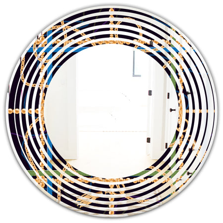 Trendy Gold Chain Pattern - Modern Round or Oval Wall Mirror - Wave