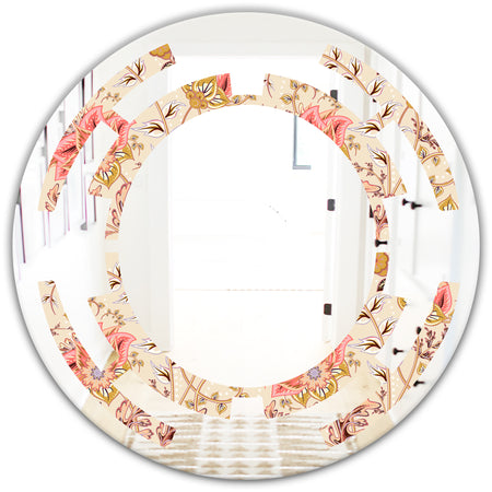 Oriental Floral Paisley - Modern Round or Oval Wall Mirror - Space
