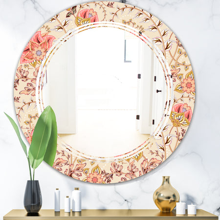 Oriental Floral Paisley - Modern Round or Oval Wall Mirror - Triple C