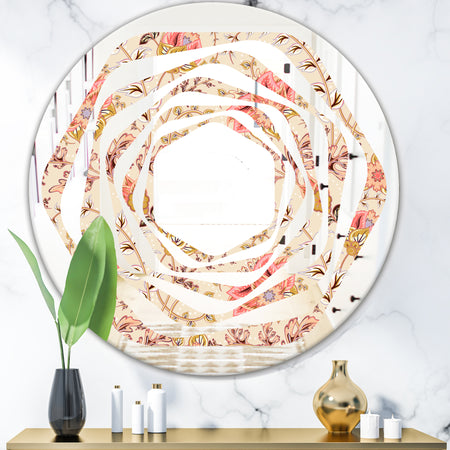 Oriental Floral Paisley - Modern Round or Oval Wall Mirror - Whirl