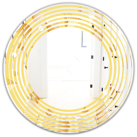 Minimal Yellow Geometrical Shapes - Modern Round or Oval Wall Mirror - Wave