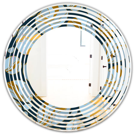 Golden Marble Design IV - Modern Round or Oval Wall Mirror - Wave