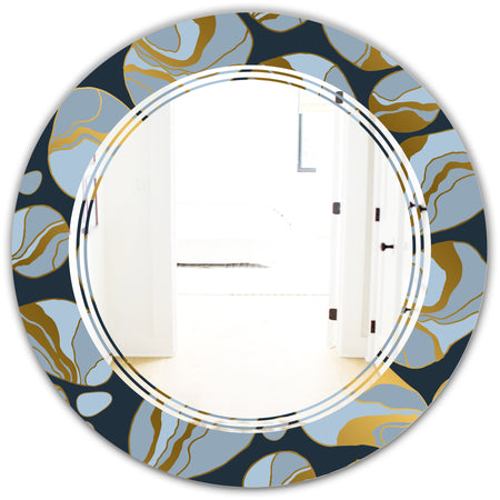 Golden Marble Design IV - Modern Round or Oval Wall Mirror - Triple C