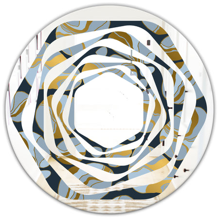 Golden Marble Design IV - Modern Round or Oval Wall Mirror - Whirl