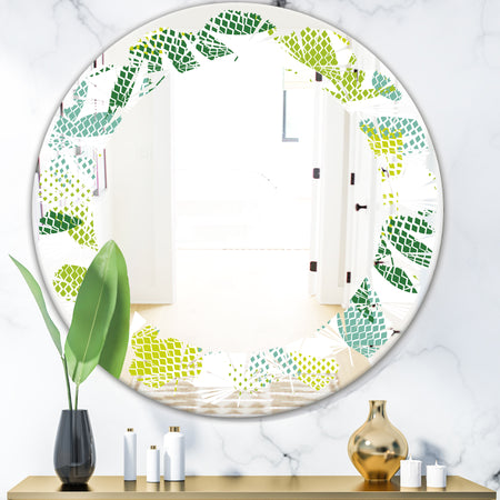 Tropical Botanicals III - Modern Round or Oval Wall Mirror - Leaves
