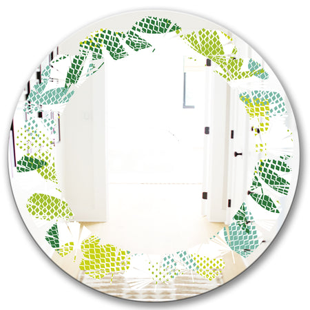 Tropical Botanicals III - Modern Round or Oval Wall Mirror - Leaves