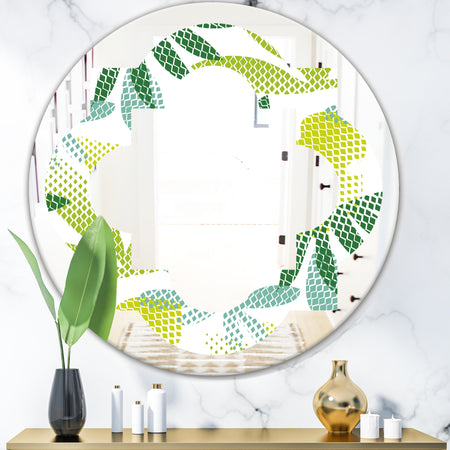 Tropical Botanicals III - Modern Round or Oval Wall Mirror - Quatrefoil