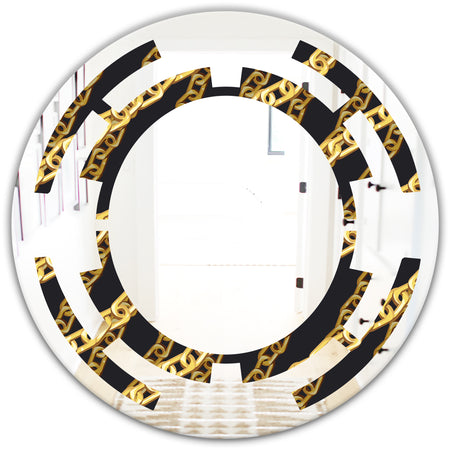 Golden ZigZag Chain - Modern Round or Oval Wall Mirror - Space