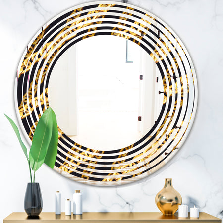 Golden ZigZag Chain - Modern Round or Oval Wall Mirror - Wave