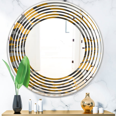 Angled lines and waves pattern - Modern Round or Oval Wall Mirror - Wave