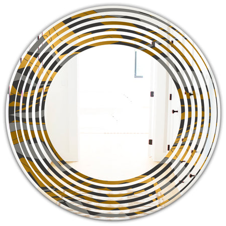 Angled lines and waves pattern - Modern Round or Oval Wall Mirror - Wave