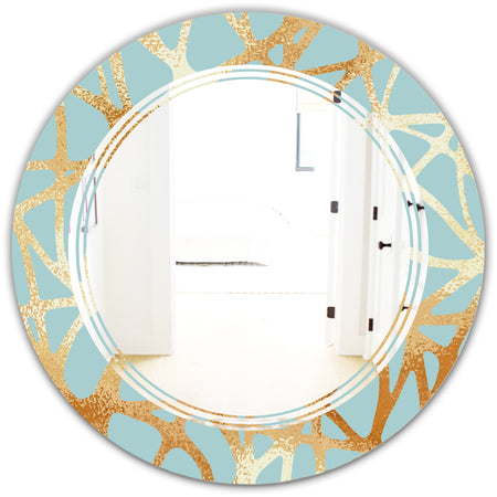 Golden Luxury Metallic Geometrics IV - Modern Round or Oval Wall Mirror - Triple C