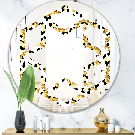 Leopard Fur Safari VI - Modern Round or Oval Wall Mirror - Hexagon Star