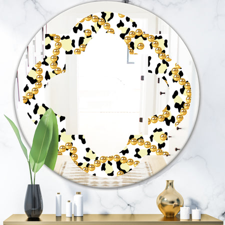 Leopard Fur Safari VI - Modern Round or Oval Wall Mirror - Quatrefoil