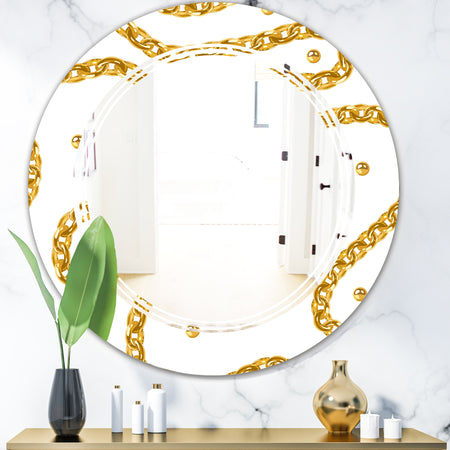 Golden Chain Necklace - Modern Round or Oval Wall Mirror - Triple C