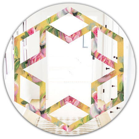 Hand - Modern Round or Oval Wall Mirror - Hexagon Star