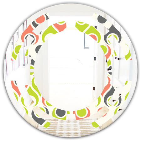 Retro Abstract Drops II - Modern Round or Oval Wall Mirror - Space