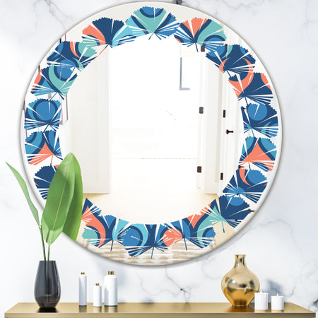 Retro Abstract Drops X - Modern Round or Oval Wall Mirror - Leaves
