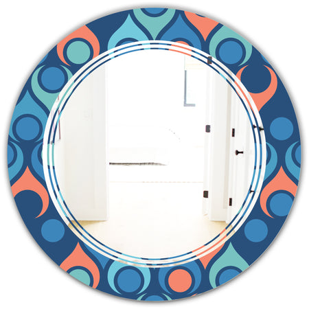 Retro Abstract Drops X - Modern Round or Oval Wall Mirror - Triple C