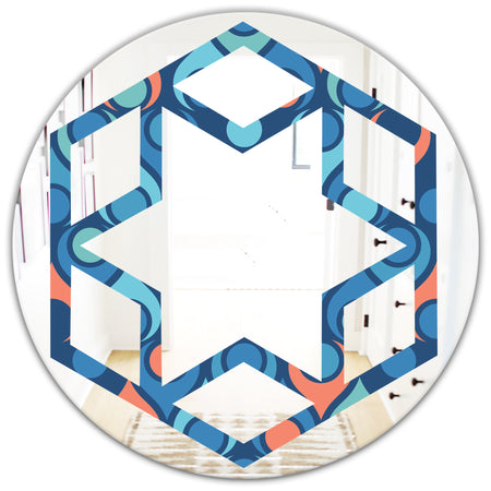 Retro Abstract Drops X - Modern Round or Oval Wall Mirror - Hexagon Star