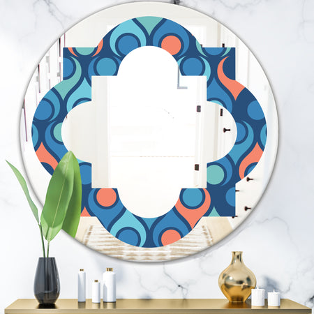 Retro Abstract Drops X - Modern Round or Oval Wall Mirror - Quatrefoil