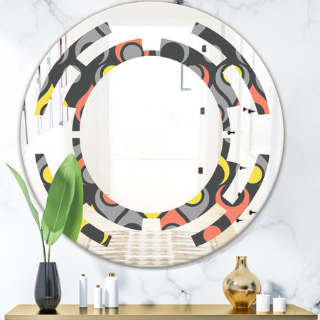 Retro Abstract Drops I - Modern Round or Oval Wall Mirror - Space