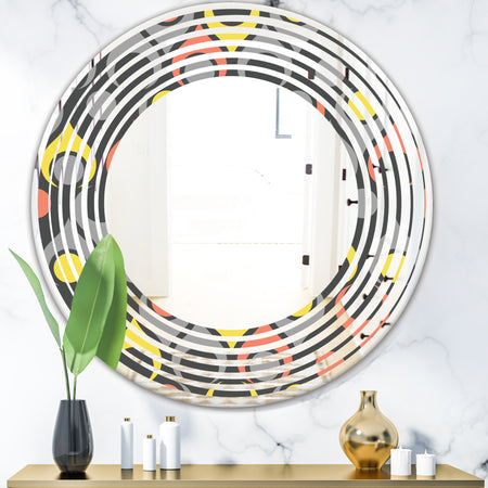 Retro Abstract Drops I - Modern Round or Oval Wall Mirror - Wave