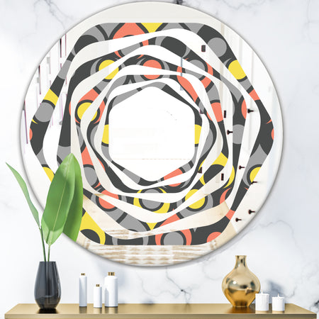 Retro Abstract Drops I - Modern Round or Oval Wall Mirror - Whirl