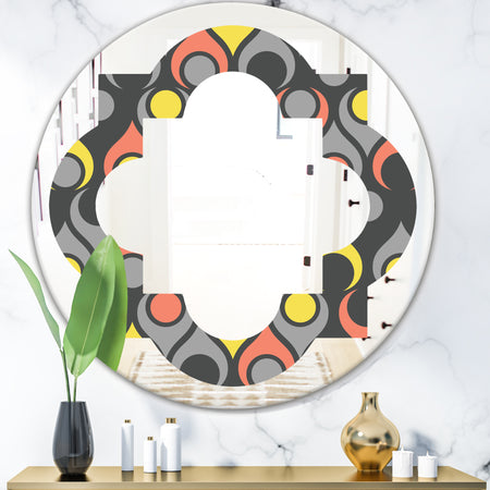 Retro Abstract Drops I - Modern Round or Oval Wall Mirror - Quatrefoil