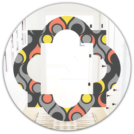Retro Abstract Drops I - Modern Round or Oval Wall Mirror - Quatrefoil
