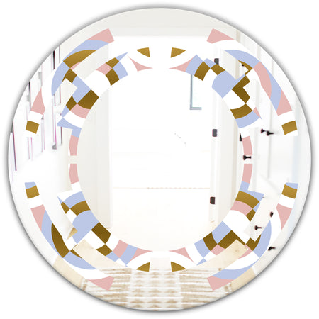 Circular geometric shapes pattern - Modern Round or Oval Wall Mirror - Space