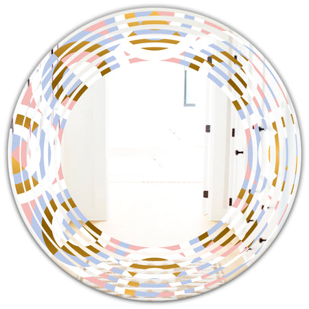 Circular geometric shapes pattern - Modern Round or Oval Wall Mirror - Wave