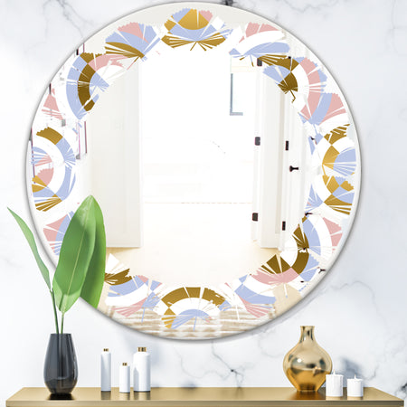 Circular geometric shapes pattern - Modern Round or Oval Wall Mirror - Leaves