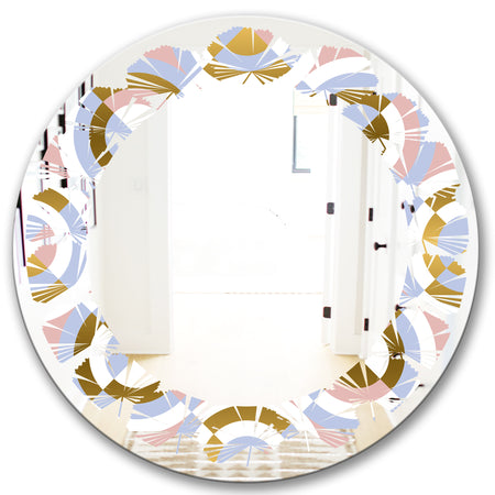 Circular geometric shapes pattern - Modern Round or Oval Wall Mirror - Leaves