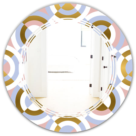 Circular geometric shapes pattern - Modern Round or Oval Wall Mirror - Triple C