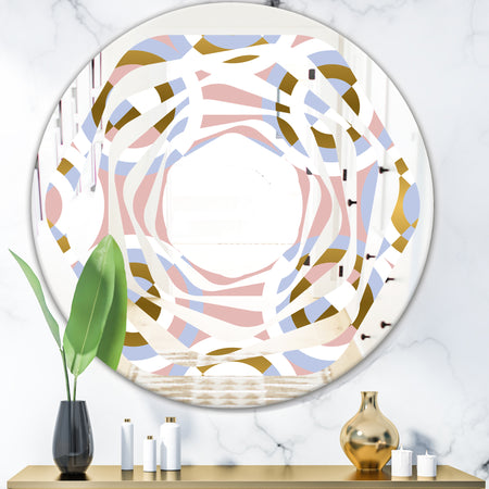 Circular geometric shapes pattern - Modern Round or Oval Wall Mirror - Whirl