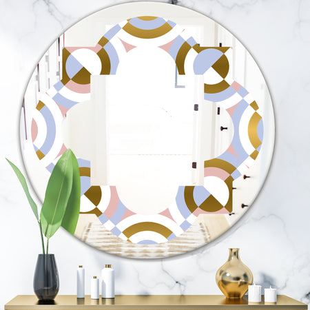 Circular geometric shapes pattern - Modern Round or Oval Wall Mirror - Quatrefoil