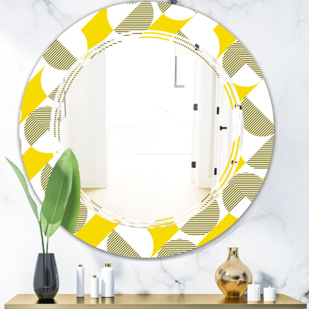 Abstract Retro Geometric II - Modern Round or Oval Wall Mirror - Triple C
