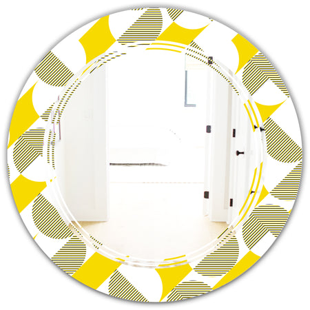 Abstract Retro Geometric II - Modern Round or Oval Wall Mirror - Triple C