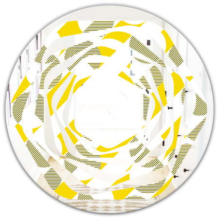 Abstract Retro Geometric II - Modern Round or Oval Wall Mirror - Whirl