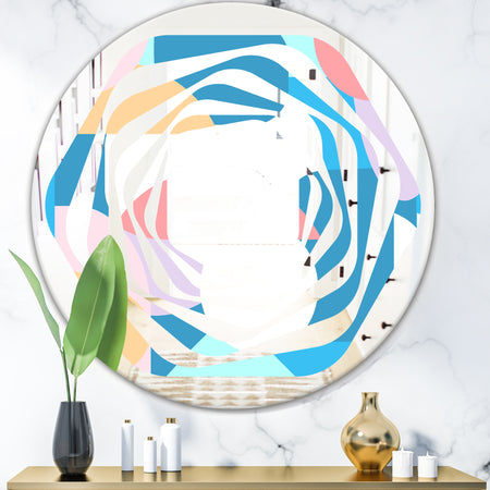 Retro Geometrical Abstract Pattern II - Modern Round or Oval Wall Mirror - Whirl
