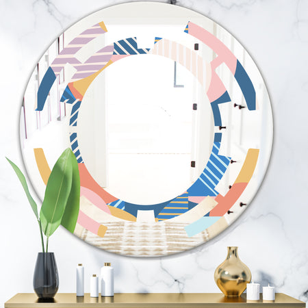 Modern geometric shapes pattern - Modern Round or Oval Wall Mirror - Space