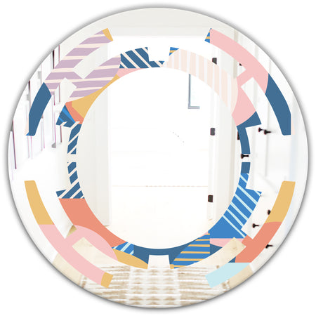 Modern geometric shapes pattern - Modern Round or Oval Wall Mirror - Space