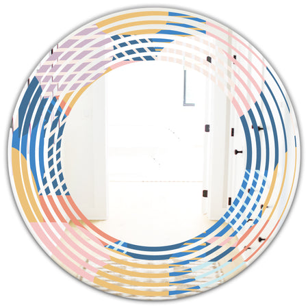 Modern geometric shapes pattern - Modern Round or Oval Wall Mirror - Wave