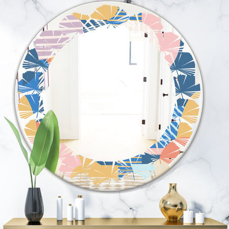 Modern geometric shapes pattern - Modern Round or Oval Wall Mirror - Leaves