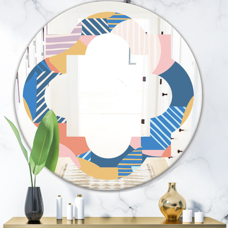 Modern geometric shapes pattern - Modern Round or Oval Wall Mirror - Quatrefoil