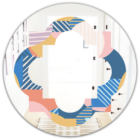 Modern geometric shapes pattern - Modern Round or Oval Wall Mirror - Quatrefoil